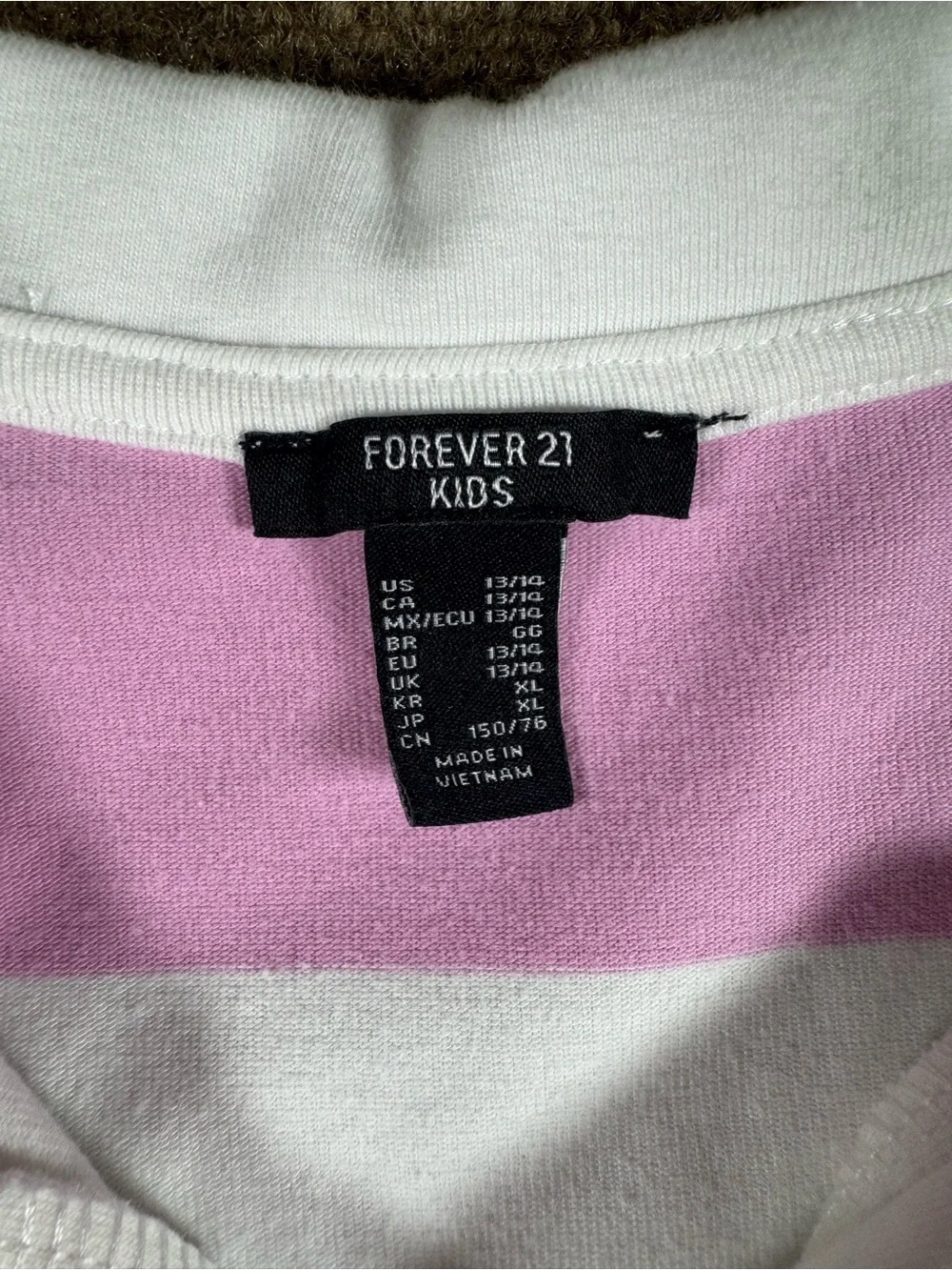 Little Girls Striped Pink and White Dress Forever 21 Size 13/14 Polo Long Sleeve